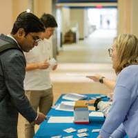 Participants checking in